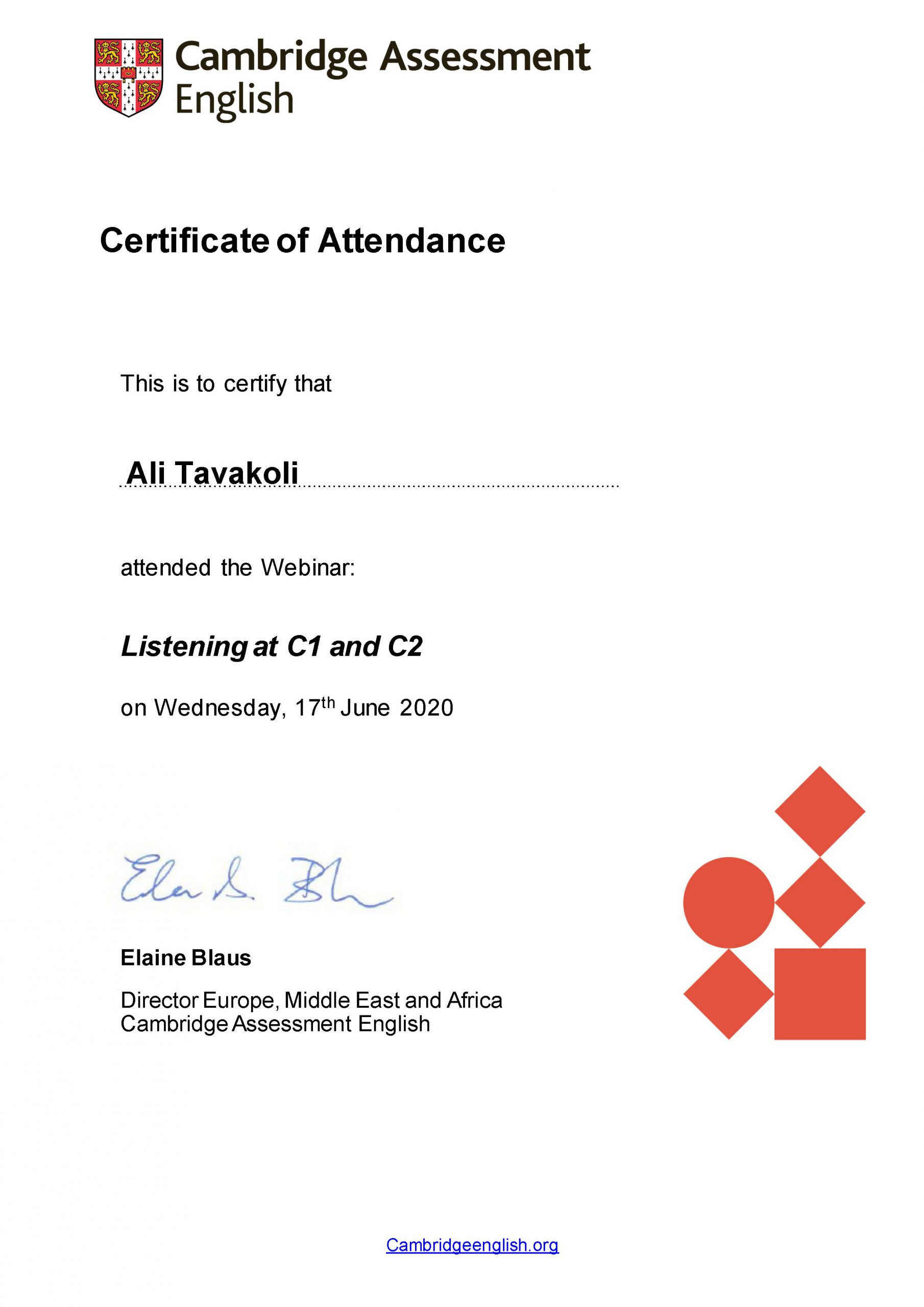 certificate-of-attendance-listening-at-c1-and-c2-ali-tavakoli
