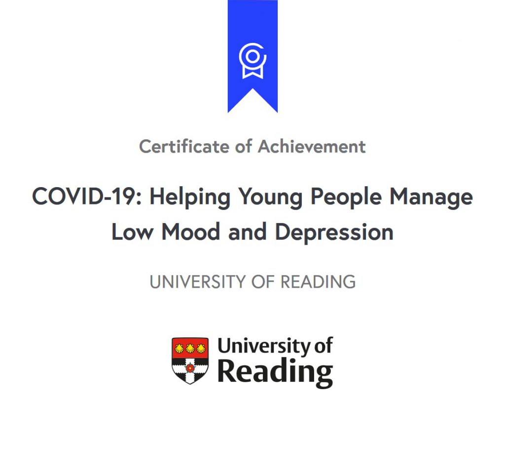 Ali Tavakoli's Certificate of Achievement for COVID-19 Helping Young People Manage Low Mood and Depression3