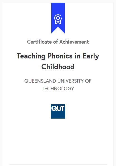 Ali Tavakoli's Certificate of Achievement for Teaching Phonics in Early Childhood 1