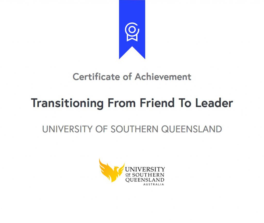 Ali Tavakoli's Certificate of Achievement for Transitioning From Friend To Leader 3