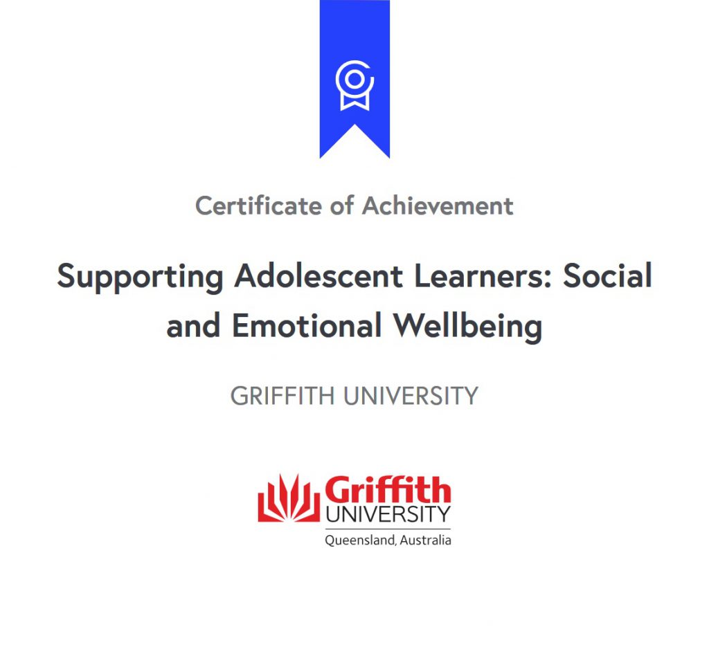 Ali Tavakoli's Certificate of Achievement for Supporting Adolescent Learners Social and Emotional Wellbeing 3