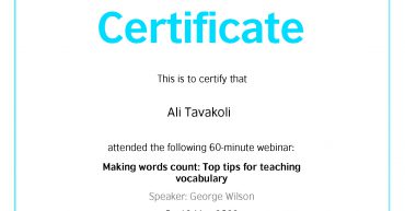 Ali Tavakoli Certificate of attendance, Making words count